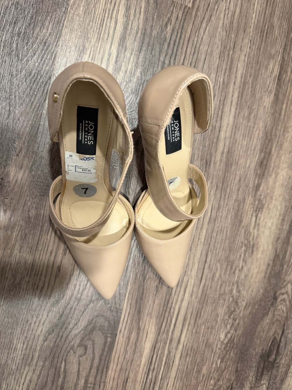 Jones New York Nude Pointed-Toe Cross-Strap Heels - Picture 6 of 7